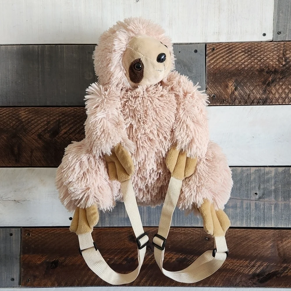 Unipak Stuffed Animal Plush Tan Kiwi Sloth Hug Pak Backpack Unisex 19